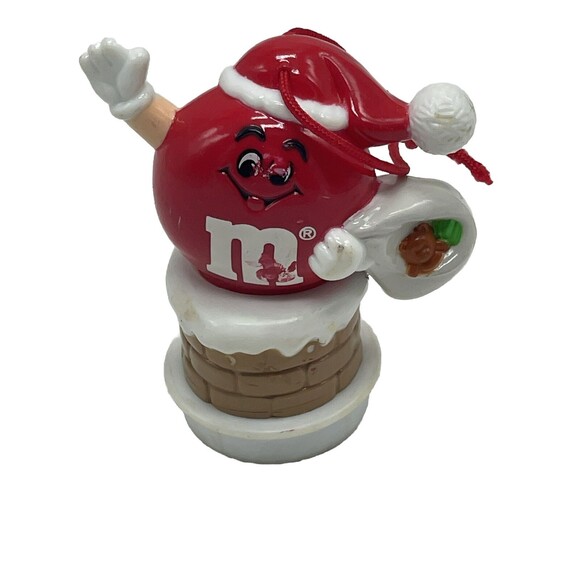 Vintage M&Ms Mars Candy Red M&M Santa Hat Gift Sack 3" Christmas Ornament